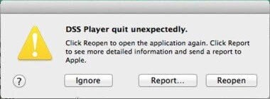 Olympus Error message DSS Player quit unexpectedly