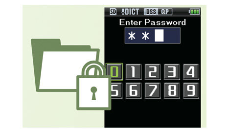 Olympus DS-7000 pin lock screen