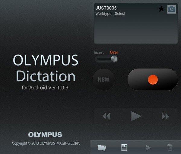 Olympus Dictation App splash screen