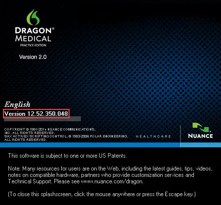 Dragon Medical Practice Edition 2.2 version splash screen