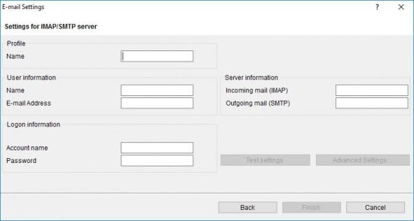 Olympus Dictation Module email server settings