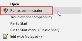 Windows right-click menu - run as administrator